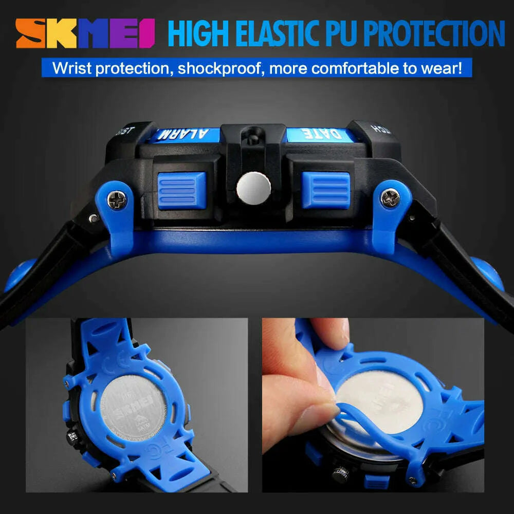 SKMEI 1163 Sport Electronic Watches Girl Boy Military Digital Quartz Children Watch Dual Display Waterproof Kids Wristwatch 1451