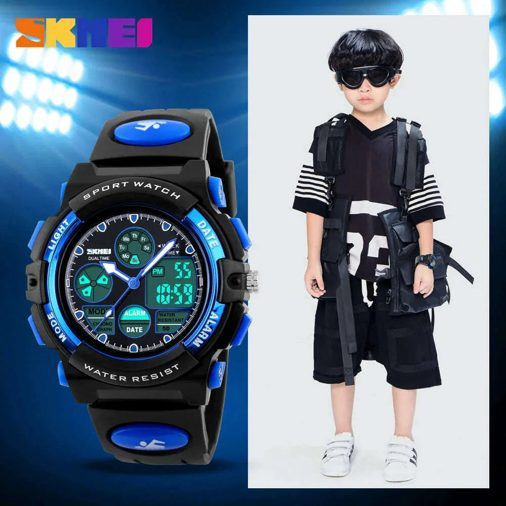 SKMEI 1163 Sport Electronic Watches Girl Boy Military Digital Quartz Children Watch Dual Display Waterproof Kids Wristwatch 1451