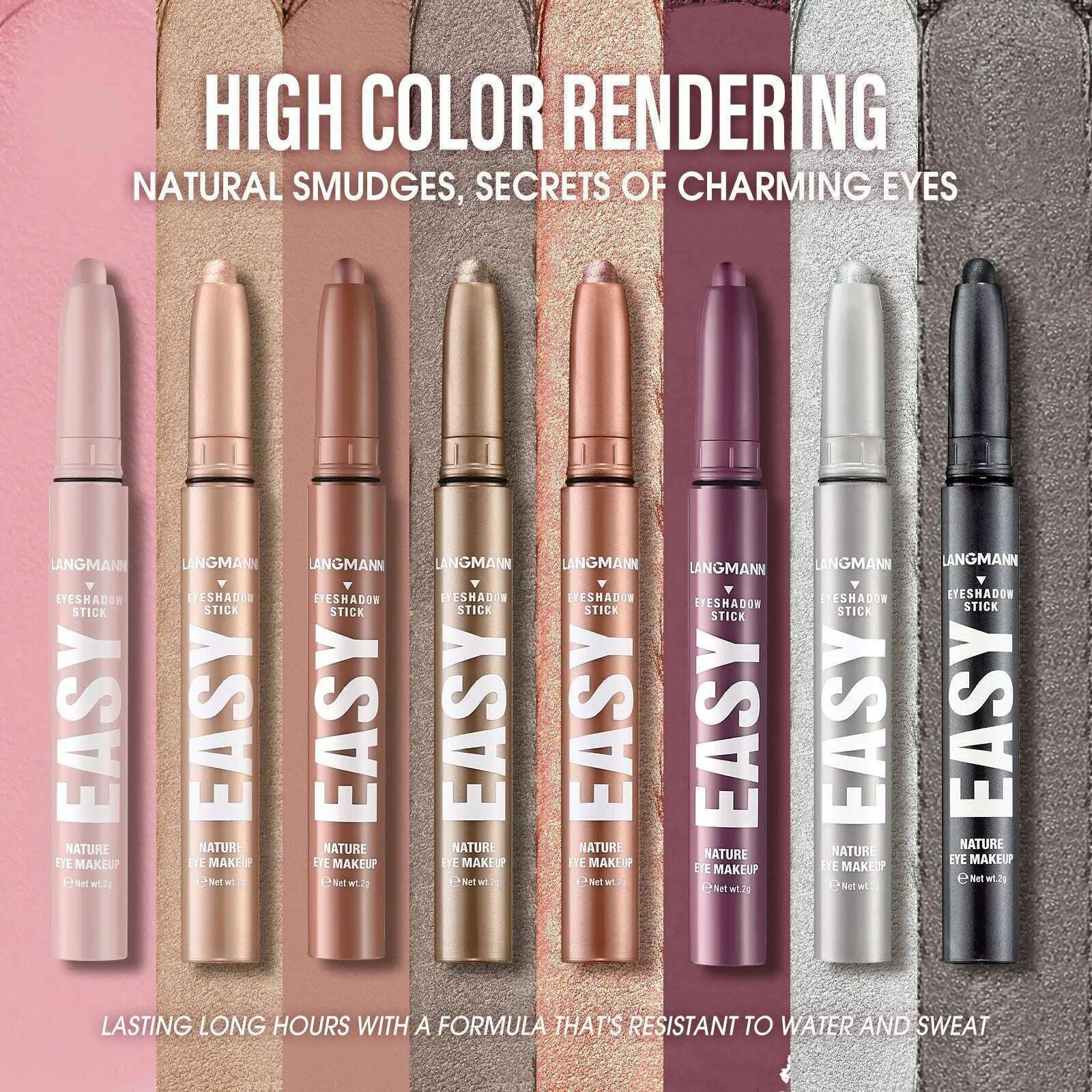 Smoky Rose Purple Eyeshadow Pencil Glitter Shimmer Highlighter&Eye Shadow Eyeliner Stick Bronze Matte Eye Shadow Stick Makeup