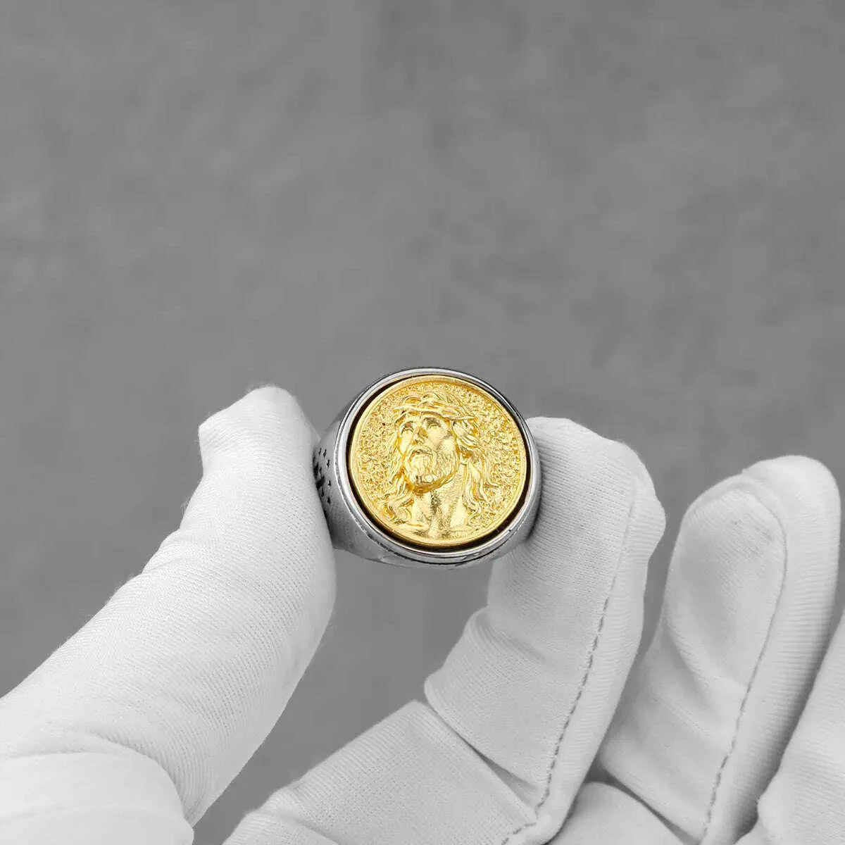 Stainless Steel Jesus Cross Ring Men's Fashion Classic Religious Amulet Accessories Hip Hop Punk Biker Jewelry Gifts Wholesale