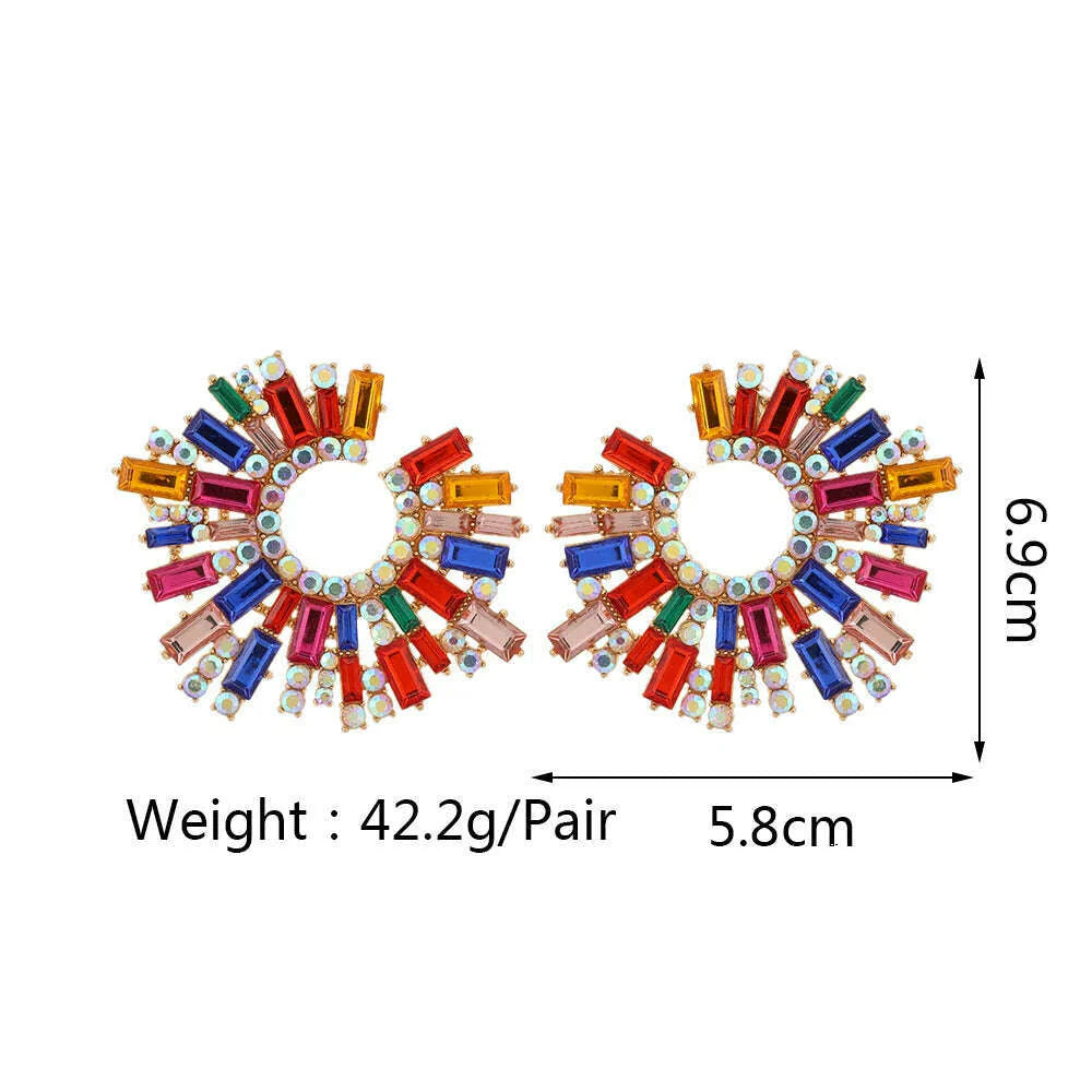 Statement Crystal Hoop Stud Earrings Modern Fashion Aesthetic Jewelry Accessories For Women Romantic Wedding Party Luxury Gifts