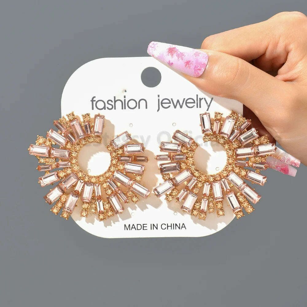 Statement Crystal Hoop Stud Earrings Modern Fashion Aesthetic Jewelry Accessories For Women Romantic Wedding Party Luxury Gifts