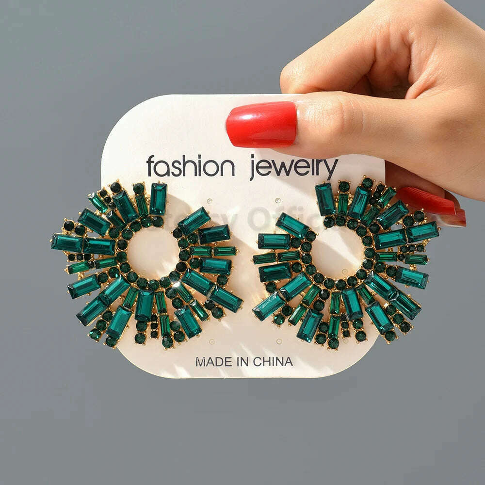 Statement Crystal Hoop Stud Earrings Modern Fashion Aesthetic Jewelry Accessories For Women Romantic Wedding Party Luxury Gifts