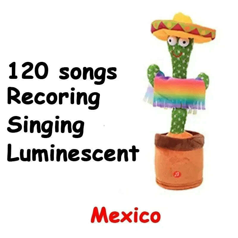 Talking Cactus Toy with LED 120 English Songs Singing Musical Toys Repeat What You Say Suitable for Babies and Toddlers