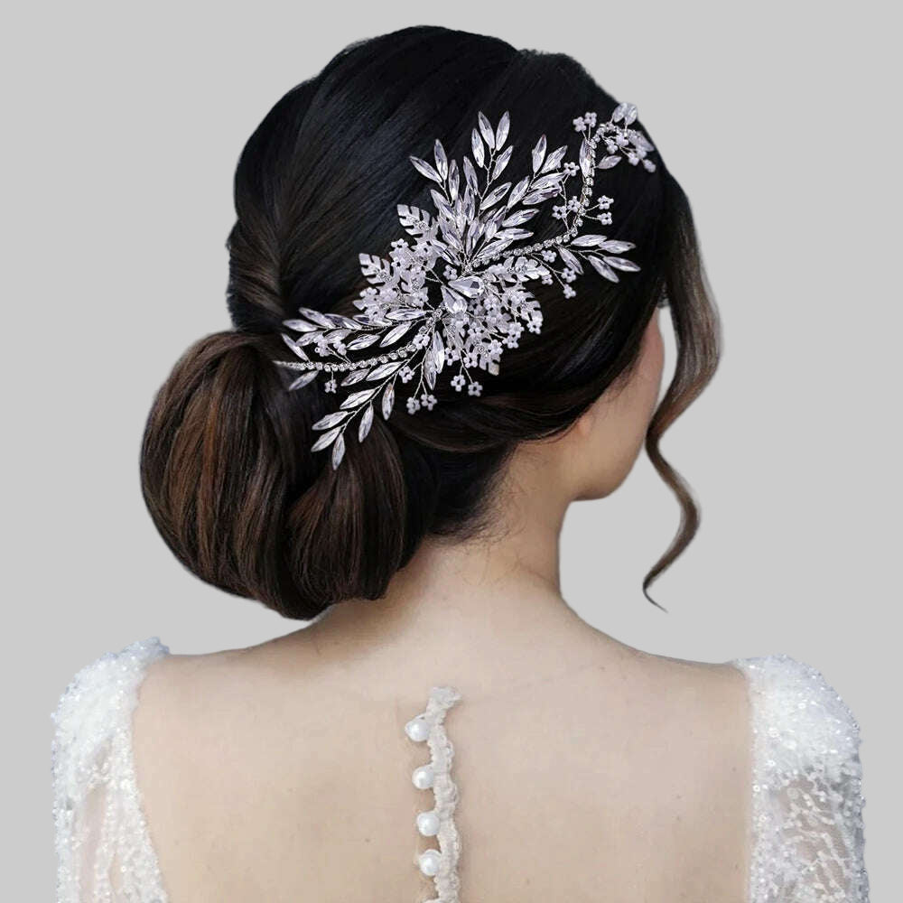 TOPQUEEN HP254 Bridal Side Clip Wedding Tiara Bridal Hairpins Handmade Rhinestone Women Headwear Alloy Flower Bride Headdress