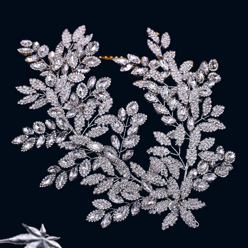 TOPQUEEN HP254 Bridal Side Clip Wedding Tiara Bridal Hairpins Handmade Rhinestone Women Headwear Alloy Flower Bride Headdress