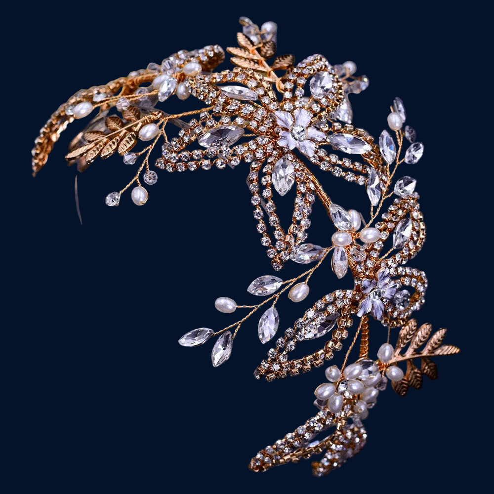 TOPQUEEN HP254 Bridal Side Clip Wedding Tiara Bridal Hairpins Handmade Rhinestone Women Headwear Alloy Flower Bride Headdress