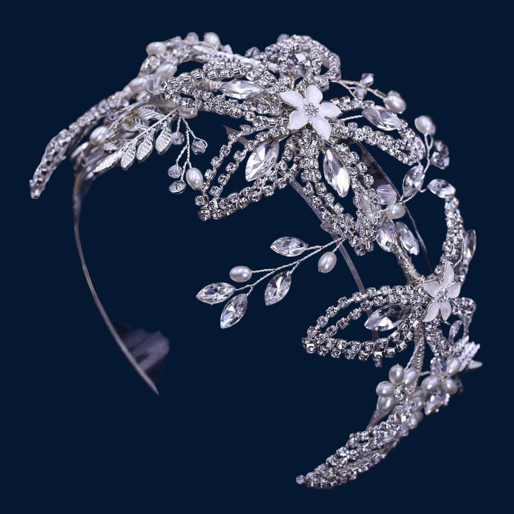 TOPQUEEN HP254 Bridal Side Clip Wedding Tiara Bridal Hairpins Handmade Rhinestone Women Headwear Alloy Flower Bride Headdress