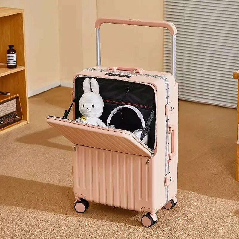 Wide Handle Front Opening Luggage 20" Suitcase Laptop Bag Multifunction Password Trolley Case Carrier 28-inch Large Capacity