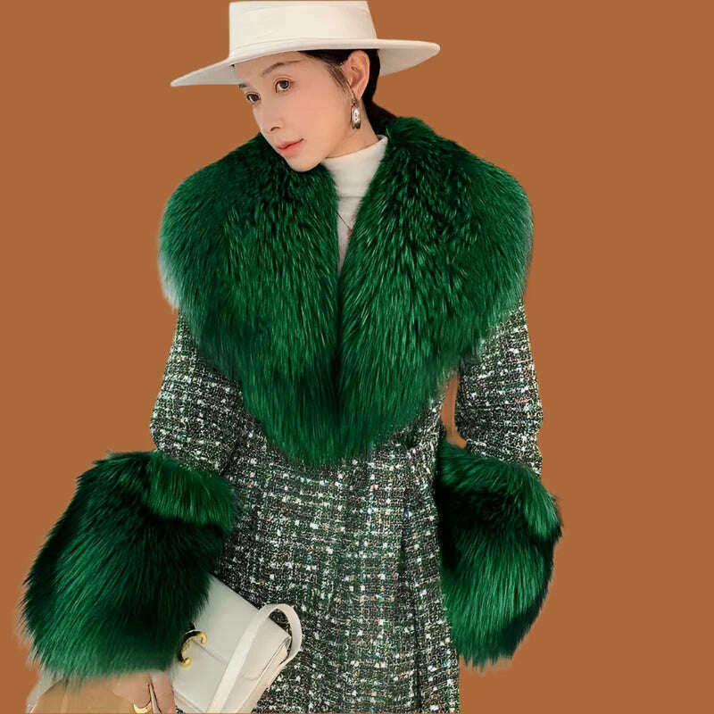 Winter Faux Fur Collar Cuffs Set Women Fluffy Large Shawl Coat Accessories Warm Fashion Fake Fox Fur Scarf Furry Scarves Female