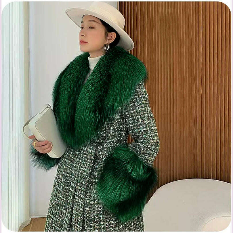 Winter Faux Fur Collar Cuffs Set Women Fluffy Large Shawl Coat Accessories Warm Fashion Fake Fox Fur Scarf Furry Scarves Female