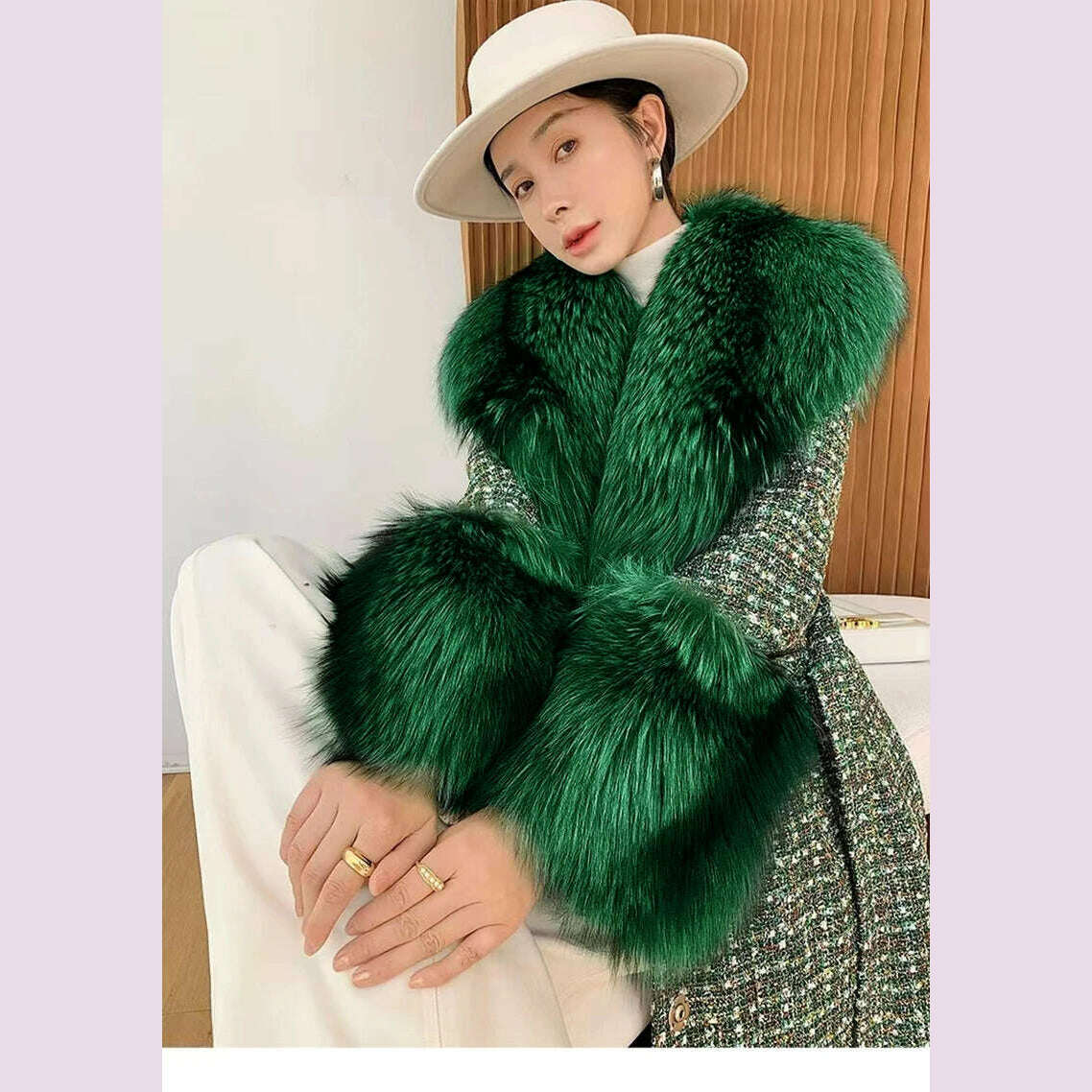 Winter Faux Fur Collar Cuffs Set Women Fluffy Large Shawl Coat Accessories Warm Fashion Fake Fox Fur Scarf Furry Scarves Female