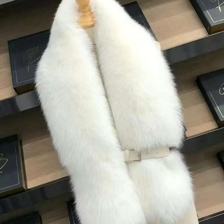 Winter Fox Fur Scarf Long Fur Collar Silver Fox Real Fur Shawl Russian Scarfs For Ladies Neck Luxury Fashion Scarves Womens
