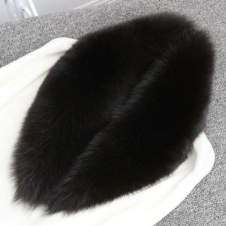 Winter Real Fox Fur Collar Woman Black Natural Fur Scarf Shawl For Women Collars Wraps Neck Warmer Fur Scarves Luxery Scarf Men