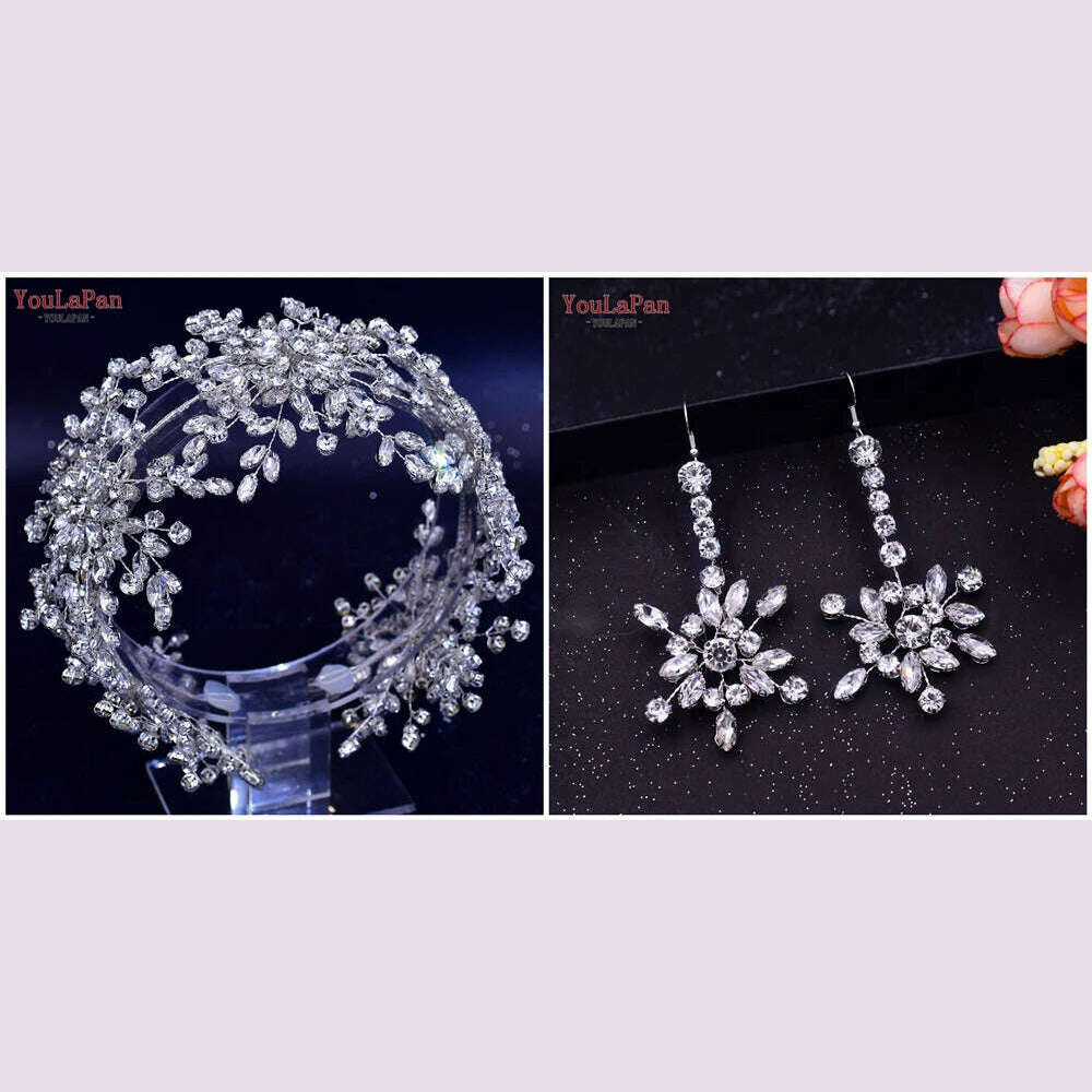 YouLaPan HP389 Bridal Tiara Rhinestone Woman Headband Wedding Hair Accessory Pageant Headwear Silver Gold Color Bride Headpiece