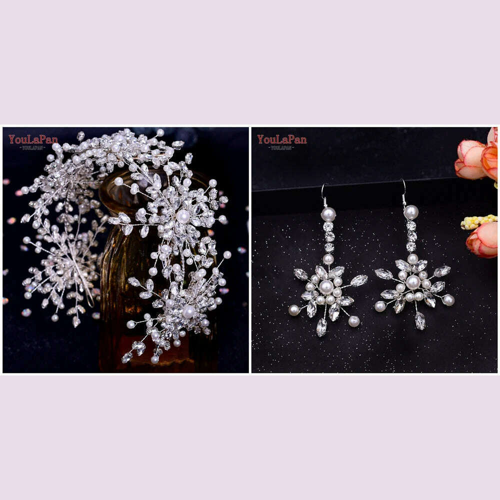 YouLaPan HP389 Bridal Tiara Rhinestone Woman Headband Wedding Hair Accessory Pageant Headwear Silver Gold Color Bride Headpiece