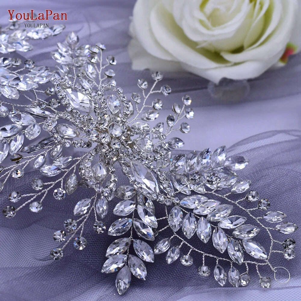 YouLaPan HP409 Woman Headband Tiara Headwear for Bridal Wedding Hair Accessories Luxury Rhinestone Women Crown Flower Headpiece