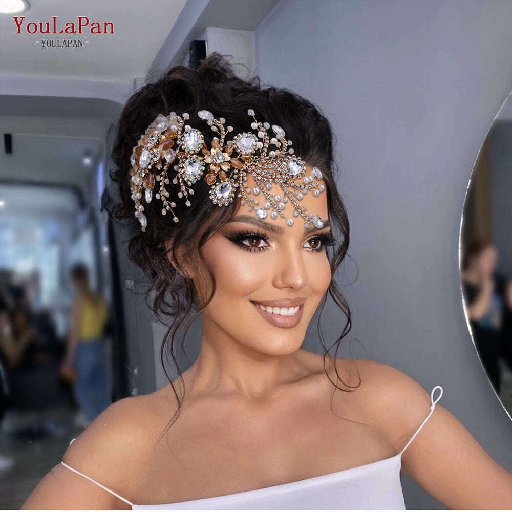 YouLaPan HP434 Bridal Headband Rhinestone Women Headwear Bride Crowns Tiaras Wedding Hair Accessories Pageant Party Headdress