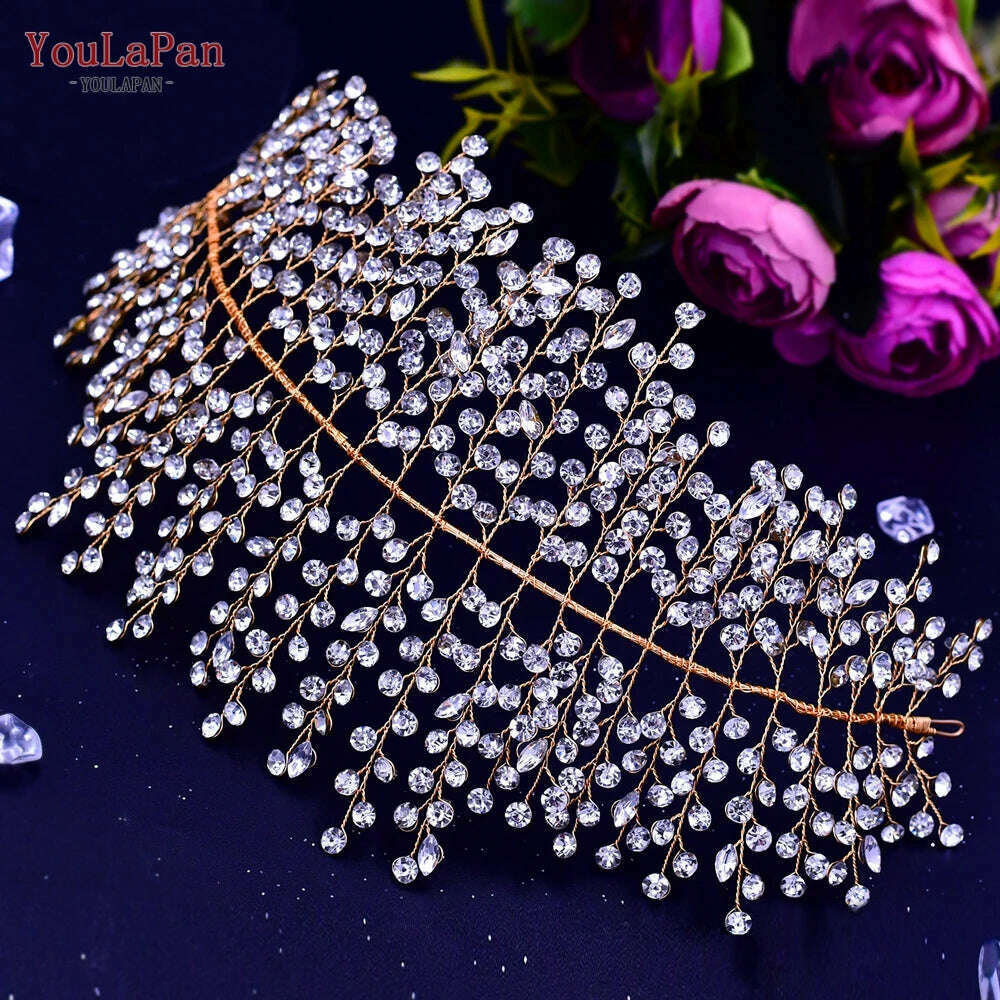 YouLaPan HP434 Bridal Headband Rhinestone Women Headwear Bride Crowns Tiaras Wedding Hair Accessories Pageant Party Headdress