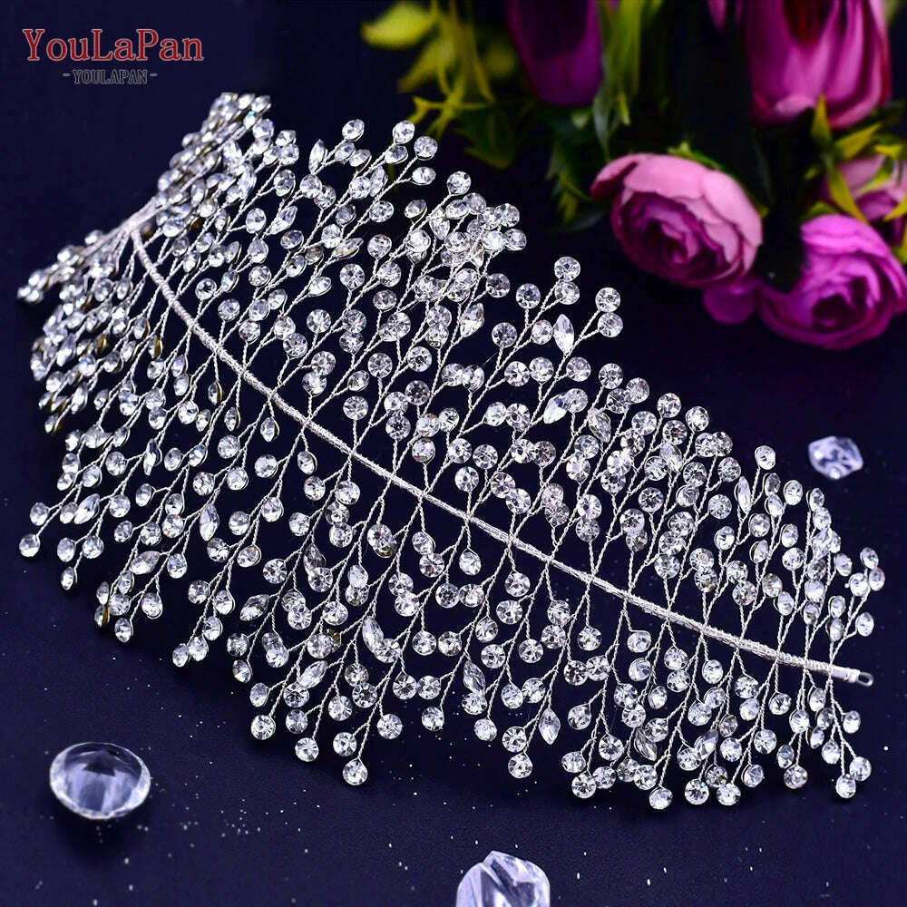 YouLaPan HP434 Bridal Headband Rhinestone Women Headwear Bride Crowns Tiaras Wedding Hair Accessories Pageant Party Headdress