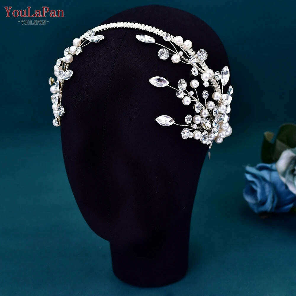 YouLaPan Wedding Headband for Bride Rhinestone Bridal Hair Accessories Bridesmaid Headpiece Party Woman Headdress Jewelry HP588