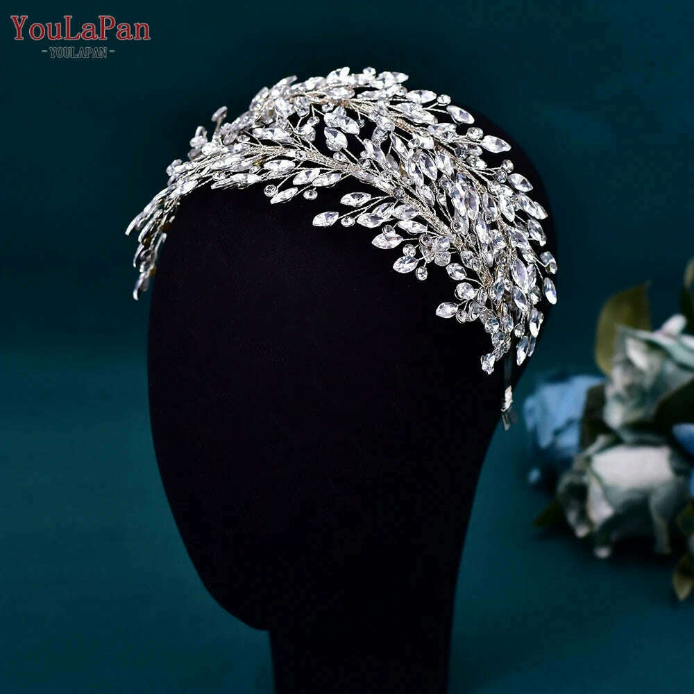 YouLaPan Wedding Headband for Bride Rhinestone Bridal Hair Accessories Bridesmaid Headpiece Party Woman Headdress Jewelry HP588