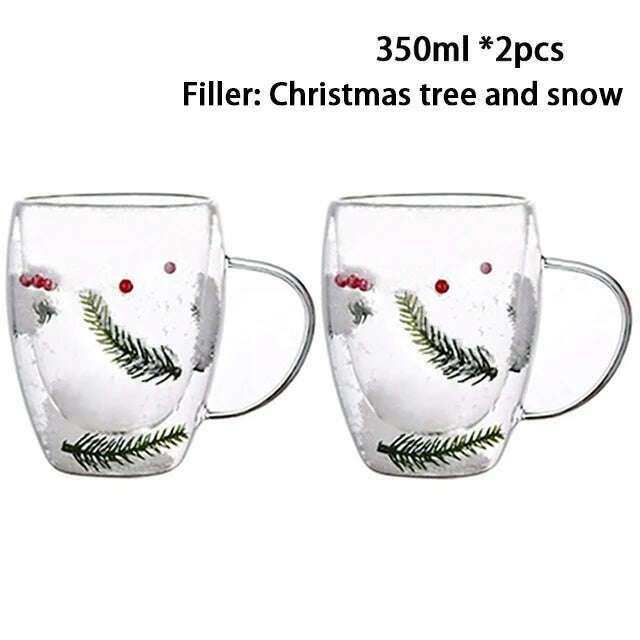 YWDL 1/2pcs Double Wall Glass Cup With Handle Heat Resistant Tea Coffee Cups Espresso Milk Mug Gift