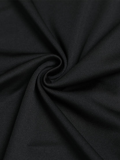 Elegant Lace-Trimmed Long Sleeve Bodycon Dress - Stretchy Polyester Blend, Perfect for Spring/Fall Events