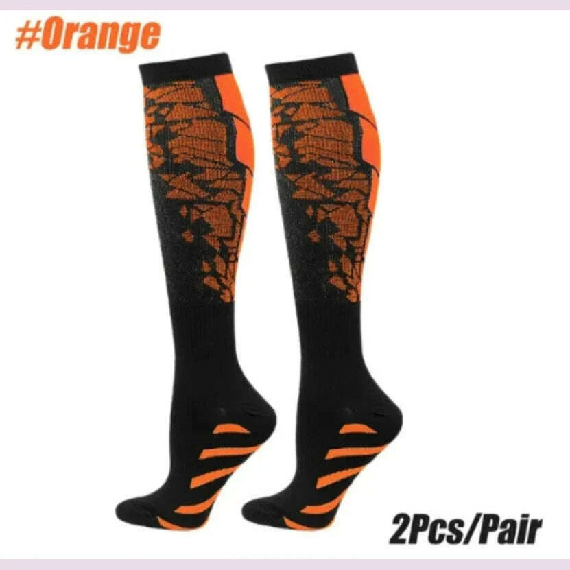 1 Pair Compression Sports Socks for Women and Men - Calf Support Socks for Running Nurses Flight Pregnancy Circulation Athletic