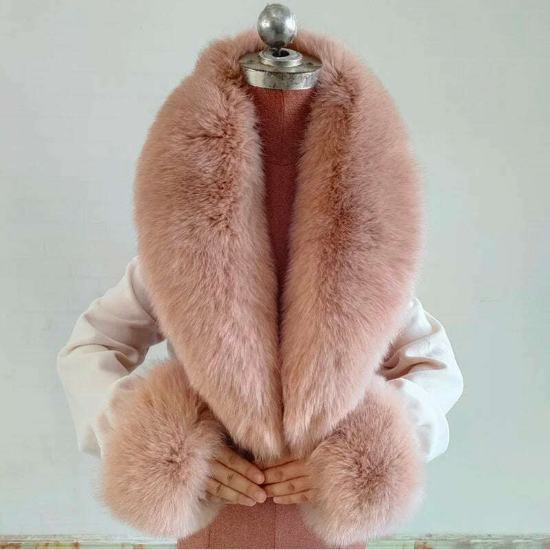 100% Natural Fox Fur Scarf And Cuff Set Women Winter Jacket Fur Collar Authentic Neck Scarves Luxury Fox Fur Warm Neck Warmers