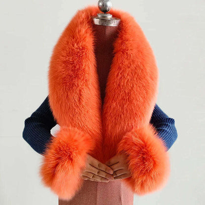 100% Natural Fox Fur Scarf And Cuff Set Women Winter Jacket Fur Collar Authentic Neck Scarves Luxury Fox Fur Warm Neck Warmers