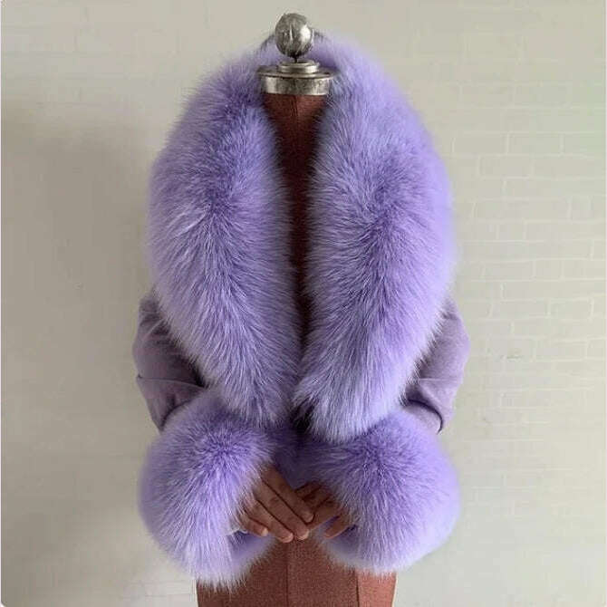 100% Natural Fox Fur Scarf And Cuff Set Women Winter Jacket Fur Collar Authentic Neck Scarves Luxury Fox Fur Warm Neck Warmers