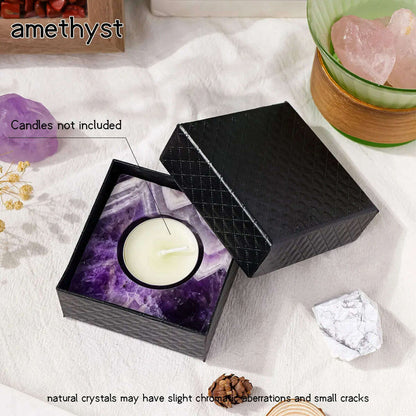 1pc Natural Crystal Raw Stone Square Rose Quartz Rough Candlestick Clear Quartz Smokeless Candle Home Decoration