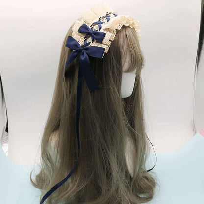 2022 Gothic Bowknot Sweet Hair Hoop Anime Maid Cosplay Headband Lolita Lace Flower Headwear Accessory Dropshipping