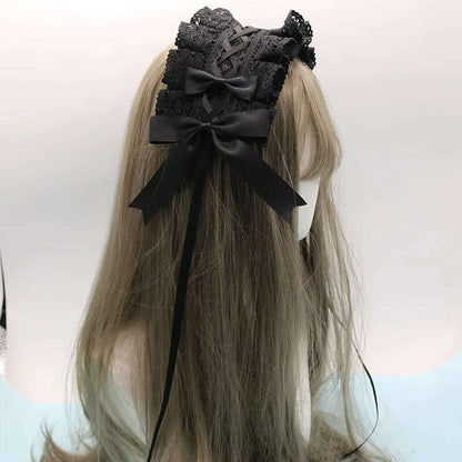 2022 Gothic Bowknot Sweet Hair Hoop Anime Maid Cosplay Headband Lolita Lace Flower Headwear Accessory Dropshipping
