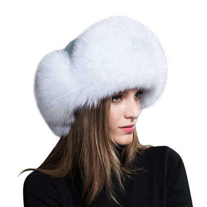 2023 100% Real Fox Fur Hats Women's Russian Ushanka Aviator Trapper Snow Skiing Hat Caps Earflap Winter Raccoon Fur Bomber Hat