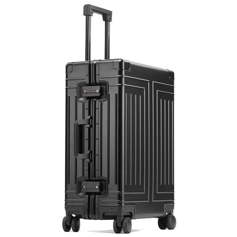 2024 Capacity Durable Luggage Sets 100% Aluminum Suitcase Wheels Women Girl Men Cabin Carry-On Boarding Travel 20/24/26/28