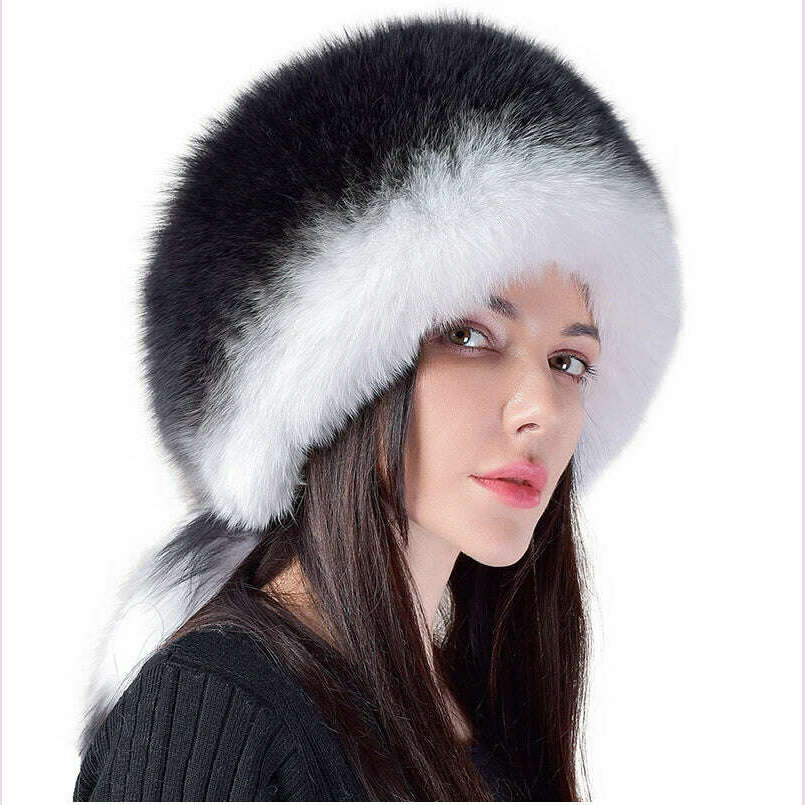 2024 Hot Sale Winter Women Fox Fur Hat Fluffy Soviet Female Outdoor Warm Cap Snow Fur Hats 5 tails Real Fox Fur Cold Bomber Hats