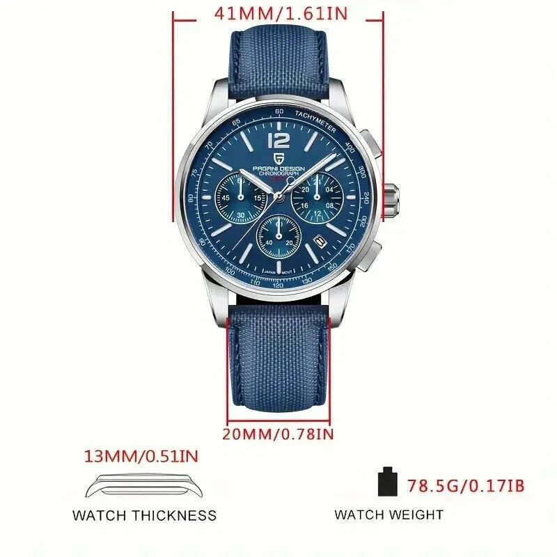 2024 New PAGANI DESIGN 41MM Multifunctional  Men's Quartz Watch VK63 Sapphire Glass Chronograph 10Bar Waterproof Luminous Watch