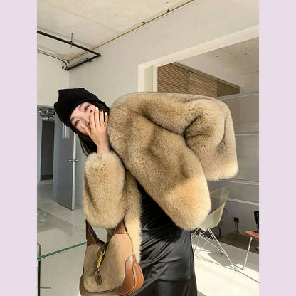 2024 Winter 100% Genuine Natural Whole Skin Fox Fur Coat For Women V-neck Jacket Luxury Outerwear High-end