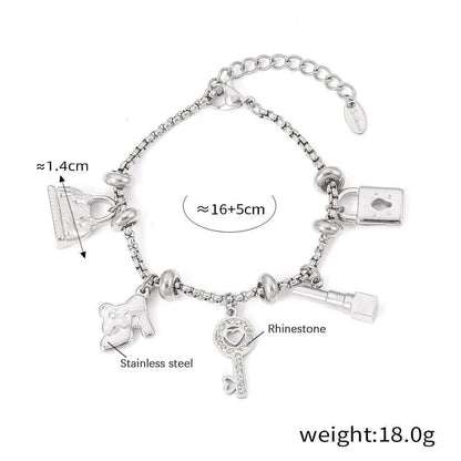 316L Stainless Steel Charm Bracelet For Women 18K Gold Plated Waterproof No Tarnish Women's Multiple Different Pendant Bracelets