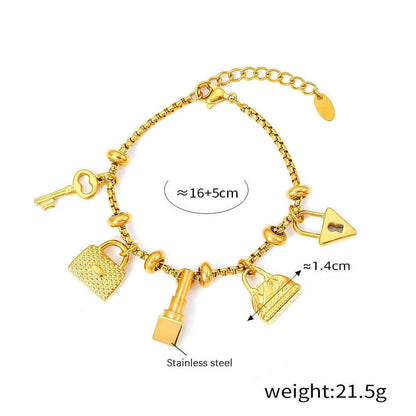 316L Stainless Steel Charm Bracelet For Women 18K Gold Plated Waterproof No Tarnish Women's Multiple Different Pendant Bracelets
