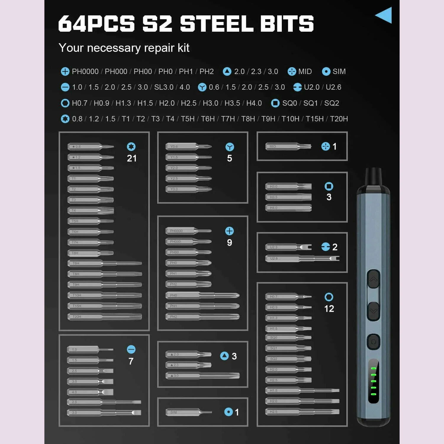 68 in 1 Electric Screwdriver Set 5 Torque Settings Precision Power Tool Magnetic Screw Driver Bits for iPhone Glasses Watch PC