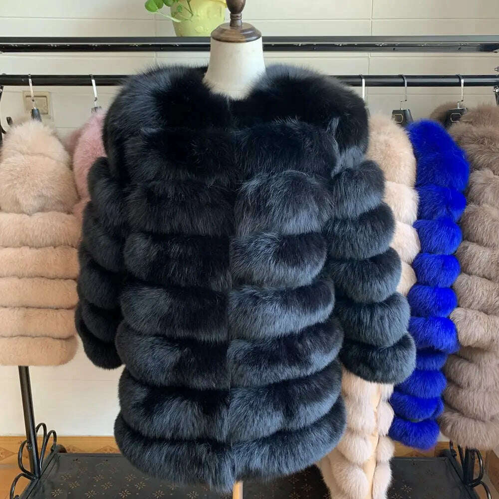 70CM 4in1 New Fast Shipping New Fashion Women Fashion Real Natural Fox Fur Long Coat Jacket for Winter Warm Over Coat