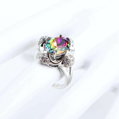 925 Silver Bridal Jewelry Sets For Women Magic Rainbow Wedding Jewelry Necklace Pendant Ring Earrings Bracelets Set Gifts Box