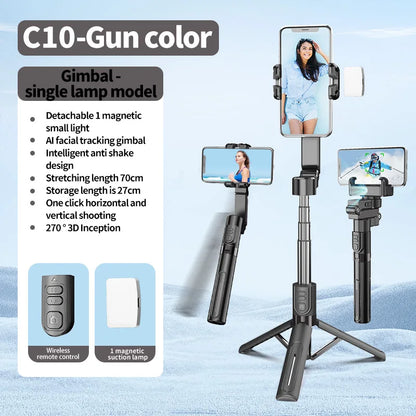 AI face tracking Stabilizer 360 Auto Rotation Follow Gimbal Remote Selfie stick tripod for iPhone Android phone holder