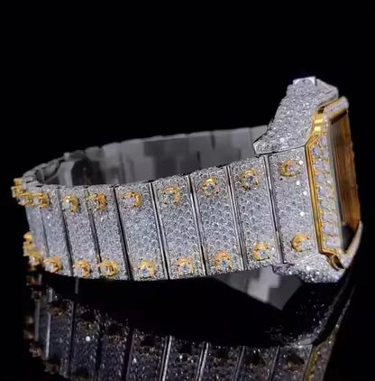 Sophisticated Lab Grown Diamond Mechanical Automatic Watch for Men Business Style Skeleton Dial Waterproof Stainless Steel