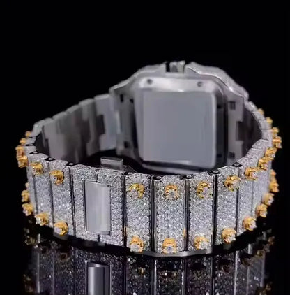 Sophisticated Lab Grown Diamond Mechanical Automatic Watch for Men Business Style Skeleton Dial Waterproof Stainless Steel