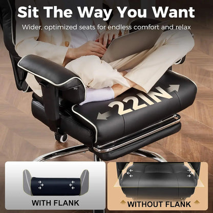 COMHOMA Big and Tall Office Chair 400lbs High Back Leather Executive Chair with Ergonomic Lumbar Support & Pocket Spring Cushion - Kimlud