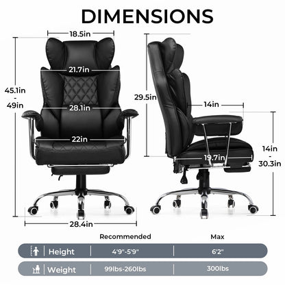 Big and Tall Gaming Chair with Pocket Spring Lumbar Support, Ergonomic Office Chair with Footrest - Kimlud